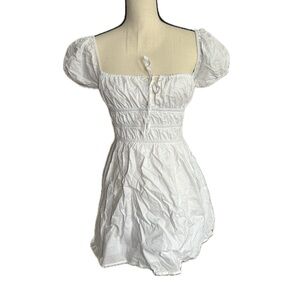 Milkmaid style white mini dress